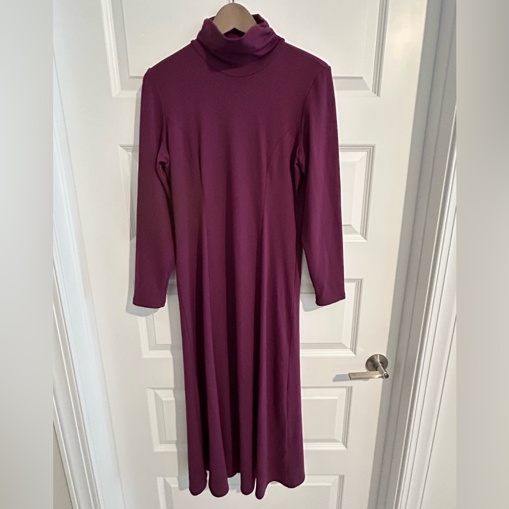 TravelSmith Long Sleeve Turtleneck Dress Purple Size M